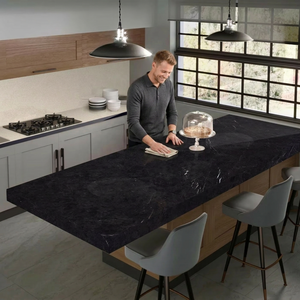 Losa de piedra sinterizada negra cósmica, encimera de cocina de alto brillo antiarañazos, azulejos de porcelana de aspecto de mármol sin esmaltar - Product Image 1