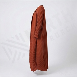 Abaya décontractée de haute qualité pour femmes, à manches longues, à double boutonnage, plissée, col rabattu, nouvelle arrivée - Product Image 3