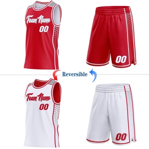 Conjunto de Uniforme de Baloncesto Personalizado Premium, Estilo Retro, Secado Rápido, Atlético, Rojo y Blanco, Cuello Redondo, Venta al Por Mayor Global Directa de Fábrica - Product Image 1