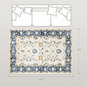 Alfombra Azul Estampada para Sala de Estar, Dormitorio, Comedor, Alfombras y Conjuntos para Diferentes Áreas - Product Image 6