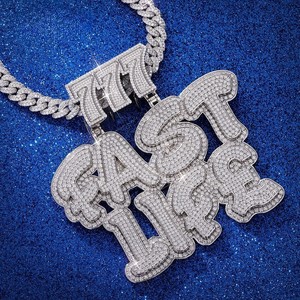 Colgante de Hip Hop con Moissanita, Letra con Incrustaciones de Diamantes, Dos Filas, Plata 925, Bañado en Rodio, Unisex, Regalo para Fiesta, Joyería - Product Image 2