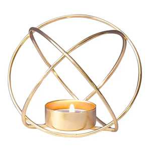 Luxury Gold Geometric Sphere Candle Holder Metal Wire <b>Circle</b> Tealight Stand for Modern Office Home Tabletop Skies Trader 2026 - Product Image 3
