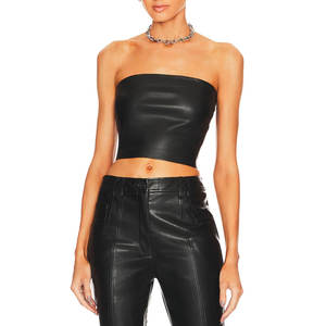 Haut court en cuir pour femme à manches longues avec logo personnalisé, prix de gros, fabriqué au Pakistan pour la vente en ligne - Product Image 1