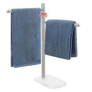 Toallero de mano en forma de F con base de mármol y barra colgante de acero inoxidable para decorar tu baño a un nivel superior al mejor precio - Product Image 5