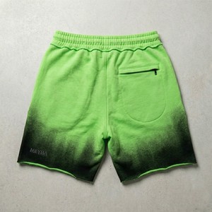 Shorts décontractés en coton mélangé pour homme, coupe ample, avec cordon de serrage, motif graphique vintage délavé vert néon, style streetwear, pour l'été - Product Image 2