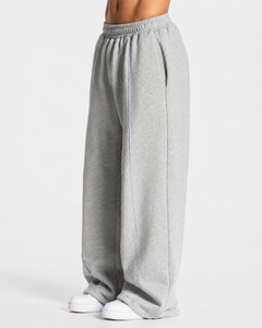 Ensemble de survêtement pour homme en molleton de coton respirant de qualité supérieure, gris clair avec détails contrastants, coupe oversize, 2 pièces - Product Image 5