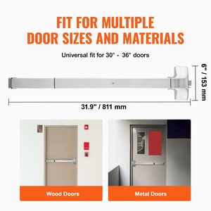 Porta di emergenza commerciale porta Push Bar Panic leva in acciaio inox 31 '3 chiavi 30-36 "metallo legno porta Hardware - Product Image 3