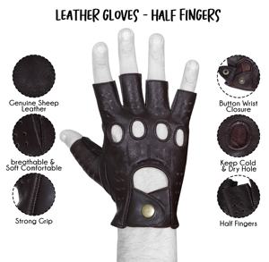 Gants habillés en cuir demi-doigts en peau de mouton unisexes de qualité supérieure respirants confortables pour une utilisation quotidienne en extérieur personnalisés OEM décontractés - Product Image 4