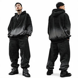 Chándal de invierno para hombre estilo vintage con capucha, holgado, de algodón, forro polar y poliéster, de alto gramaje, cómodo, 320-500 GSM, corte regular - Product Image 1