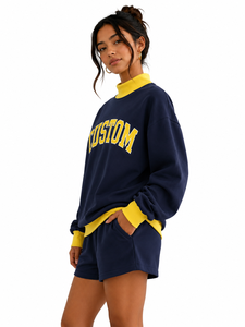 Sweat-shirt à col montant surdimensionné personnalisé OEM, 100% coton, léger, respirant, impression personnalisée, pull-over - Product Image 4