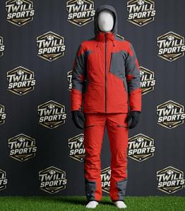 Men's Red Gray Color Blocked Ski Jacket With Hood Waterproof Windproof Breathable Synthetic Insulated Gore-<b>Tex</b> Zipper Closure - Product Image 2