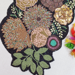Mushroom Embroidered Luxury Eco-Friendly Beaded Coaster <b>Set</b> 4-Piece Handmade High Quality <b>Placemat</b> Pad Home Dining Table - Product Image 6