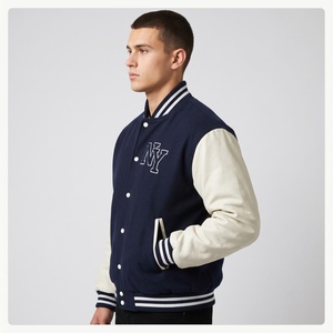 New Trendy Lettermen Bomber <b>Jacket</b> 100% Wool/Polyester/Cotton Canvas Casual Winter Front Logo Customizable Fabric <b>Fleece</b> <b>Lining</b> - Product Image 3