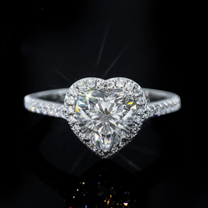 925 Sterling Silver Engagement Band Heart Cut 2 Carats Vvs Moissanite Main Diamond Women Wedding <b>Finger</b> <b>Rings</b> - Product Image 2