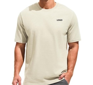 เสื้อยืดคอกลมแขนสั้นผู้ชาย ผ้าฝ้าย 100% แบบถัก ทอเรียบ สวมใส่สบายๆ รับสกรีนโลโก้ - Product Image 5