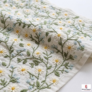 Tissu de broderie à points de chaînette de qualité supérieure, léger, pour robe de mariée, tenue de cérémonie, fabricant de textiles sur mesure OEM ODM - Product Image 1