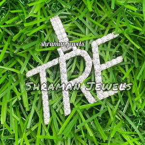 SHRAMAN DIAMOND Natural Diamond Name Plate <b>Necklace</b> 925 <b>Solid</b> <b>Silver</b> Rhodium Plated Hip Hop Pendant Iced Block Letters - Product Image 3