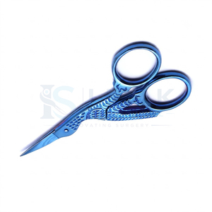 Ciseaux de manucure professionnels en acier inoxydable bleu à lame droite, pointe affûtée, trou rond, outils de soin des ongles pour adultes, coupe-cuticules - Product Image 5