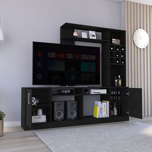 Mobile TV a Doppia Anta con Sei Ripiani Esterni, Nero, per TV fino a 78 Pollici, con Spazi di Archiviazione - Product Image 3