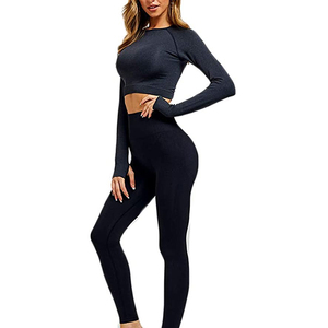 ladies flexible activewear clothing with crop top workout yoga set training and jogging sessions yoga set - Product Image 4