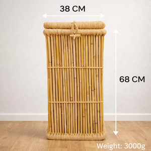 Handmade Bamboo Laundry <b>Hamper</b> Tall Rattan Clothes Storage with Lid Eco Friendly Woven <b>Basket</b> OEM Supplier Vietnam - Product Image 2