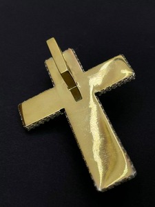 Pendentif croix en argent 925 plaqué or jaune avec pierre moissanite taille baguette, pendentif religieux, bijoux chrétiens - Product Image 6