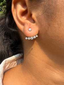 1 Carat Cut Lab Grown Diamond <b>Earrings</b> Pave Set Detachable Ear Jackets Pair Front <b>Back</b> Custom 14K Solid <b>Gold</b> IGI Women's Trendy - Product Image 5