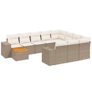 Conjunto de Sofás de Jardín Beige de 8 Plazas, Muebles de Ratán para Exteriores Resistentes a la Intemperie, Diseño Contemporáneo - Product Image 4