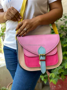 Sac à main à bandoulière en cuir véritable pour femmes, multicolore, nouvelle collection, tendance - Product Image 4