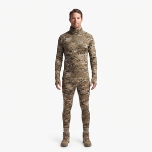 Ensemble de sous-vêtements de chasse en polaire gaufrée épaisse personnalisée, motif camouflage sublimé, 100 % polyester, haut et bas thermiques pour l'hiver - Product Image 1