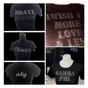 T-shirt personnalisé pour homme avec strass, col rond orné de cristaux, texte personnalisé, chemise scintillante et éblouissante - Product Image 5