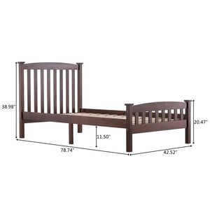 Letto a piattaforma in legno di pino marrone con testiera e pediera curve e strisce decorative verticali - Product Image 5