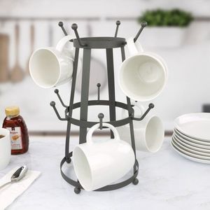 Petit porte-tasses en fer avec bords arrondis et surface polie pour un rangement élégant des tasses à café et à thé - Product Image 2