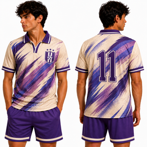 ผู้ผลิตเสื้อฟุตบอลทรงวินเทจ คอตตอน แขนสั้น สำหรับฝึกซ้อม แข่งขันสโมสร  รับผลิตตามแบบส่วนตัว - Product Image 1