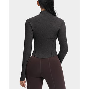 Chaqueta de yoga para mujer, manga larga, ajustada, con cremallera, ligera, de tela elástica, para hacer ejercicio, para el gimnasio, ropa exterior. - Product Image 2