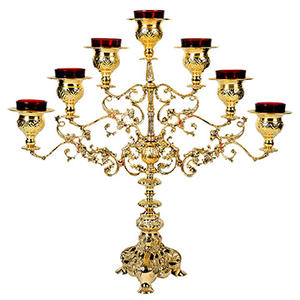 Chandelier orthodoxe à 7 lumières |   Candélabre d'autel d'église traditionnel - DOUBLE VEE EXPORTS - Product Image 1