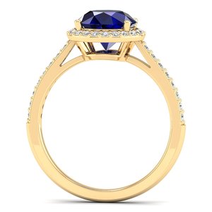 Bague de fiançailles solitaire REYES en argent sterling 925 avec saphir bleu de 2 carats et moissanite, bijoux brillants - Product Image 4