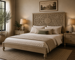 Cama de Plataforma Tradicional India Hecha a Mano con Madera de Mango Sólida de Tamaño King - Product Image 2