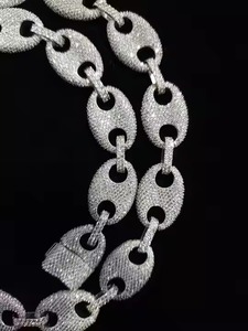 Moissanite Prong Miami Link Chain <b>Necklace</b> Two Tone 18k Yellow Gold Vermeil Over <b>Solid</b> 925 <b>Silver</b> Diamond Tester - Product Image 3