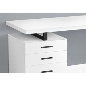 Scrivania Contemporanea da 48 Pollici per Ufficio Domestico con Cassetti di Stoccaggio Sinistro e Destro, Laminato Bianco, Struttura in Metallo Nero - Product Image 3