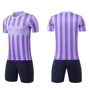 Men Soccer Jersey Striped Light Blue White Sublimated Breathable Short Sleeve Crew Neck <b>Athletic</b> Fit All Seasons - Product Image 5
