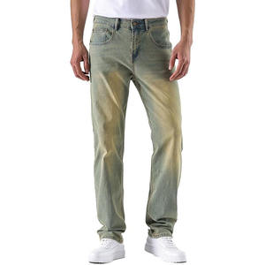 กางเกงยีนส์ผู้ชายทรงสลิมฟิตคุณภาพดีเยี่ยม ไม่ผ่านการซัก ติดกระดุม ขายดี เอวกลาง ยืดหยุ่น ผ้าเดนิม ไซส์ใหญ่ ผ้าถัก - Product Image 1