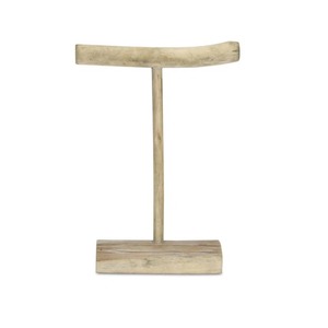 Présentoir à bijoux en bois avec rouleaux crème et accents dorés pour bracelets et colliers - Product Image 4