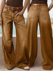 <span class=keywords><strong>Jean</strong></span> en denim délavé style vintage 2026 pour <span class=keywords><strong>femme</strong></span>, nouveau modèle, coupe ample amincissante, pantalon droit à jambe large, taille mi-haute - Product Image 3
