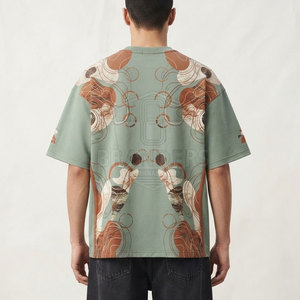 T-shirts pour hommes en coton épais, coupe oversize, épaules tombantes, manches courtes, col rond, coupe ample, vêtements personnalisés, fournisseur en gros - Product Image 4