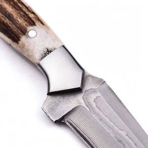 มีดครัวเหล็กดามัสกัสทำมือ ด้ามจับกระดูกกวาง สำหรับโชว์ - Product Image 6