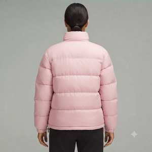 Chaqueta Acolchada Rosa con Cuello Alto, Ligera, de Poliéster, para Invierno, Cierre de Cremallera, Corte Regular, Unisex, Ropa Casual para Exteriores - Product Image 3