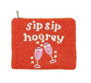 Porte-monnaie tendance en perles de verre souples faites à la main de haute qualité, motif rivet Ho Ho Ho rouge, pochette zippée, joli portefeuille avec chaîne, promotionnel - Product Image 3