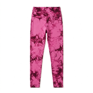 Pink <b>Tie</b> Dye Sport Bra And Leggings Set High Waist Full Length Knitted Spandex Polyester Breathable Quick Dry Women's Activewear - Product Image 4