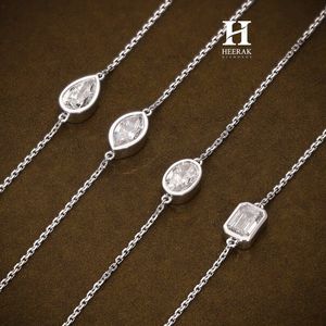 Wholesale 14K White Gold Marquise Lab Grown Diamond Bracelet IGI Certified D VVS Minimalist Bezel <b>Set</b> Eye Shape Floral Chain - Product Image 5